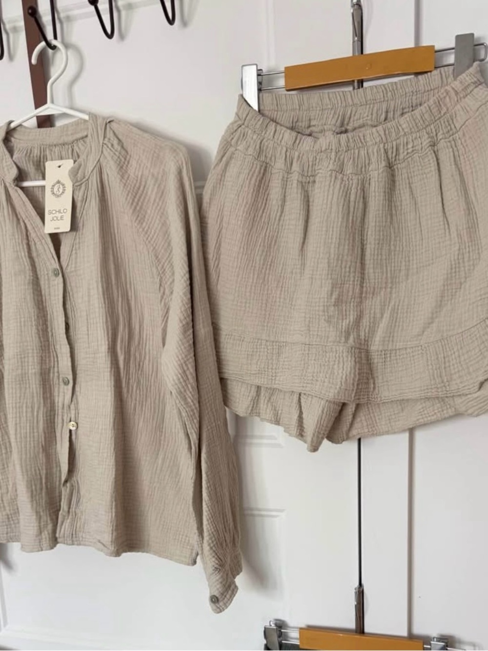 Beige Cotton Gauze Women’s Shorts